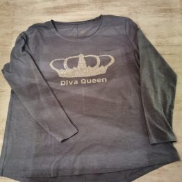 T-Shirt Diva Queen. In het zilver of goud of in glitter kroon en letters. Is deze T-Shirt iets wat jou aan spreekt omdat jij je een diva bent. dan voel jij je een diva Queen en dat laat je ook dan zien met dit shirt