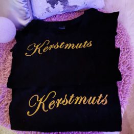 shirt kerstmuts in zwart of wit